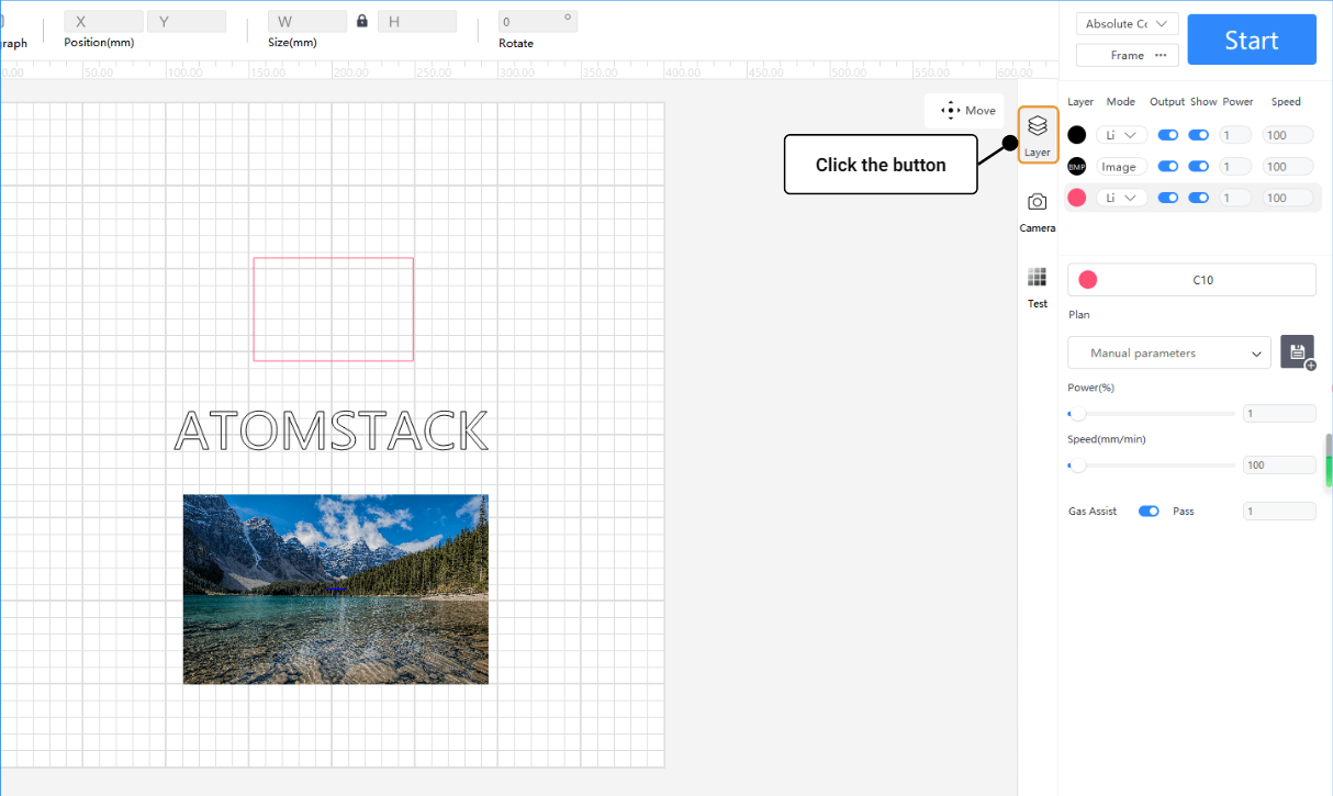 AtomStack Studio のレイヤーパラメーター