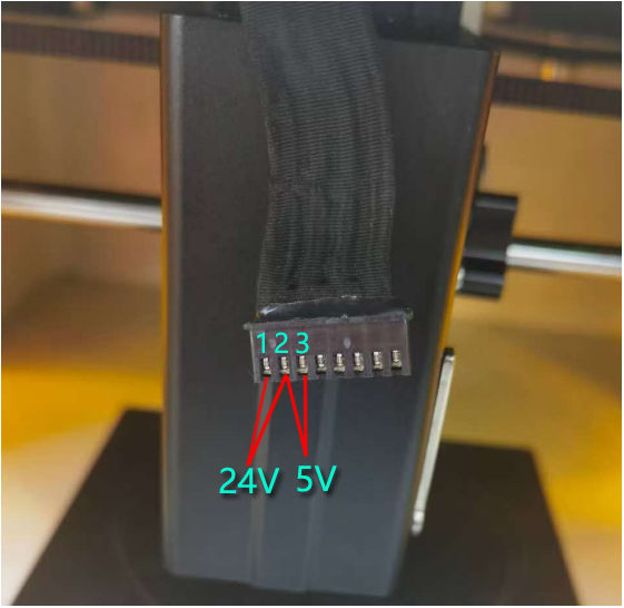 Laser connector pins 1-2-3 used for the voltage test