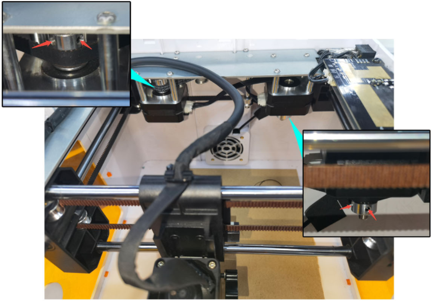 Timing pulley screws on both motors