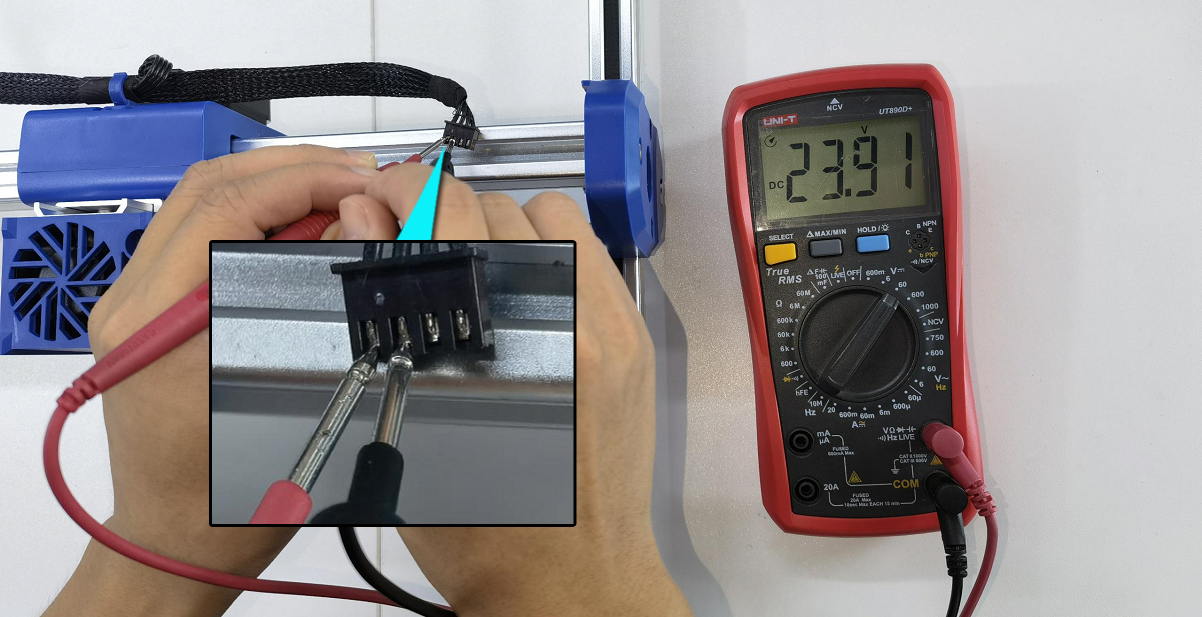 Measuring laser connector voltage