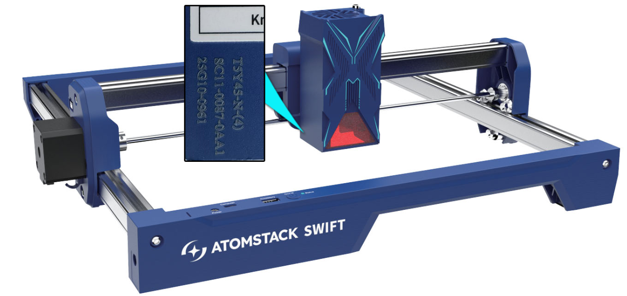 Laser module engraving code location