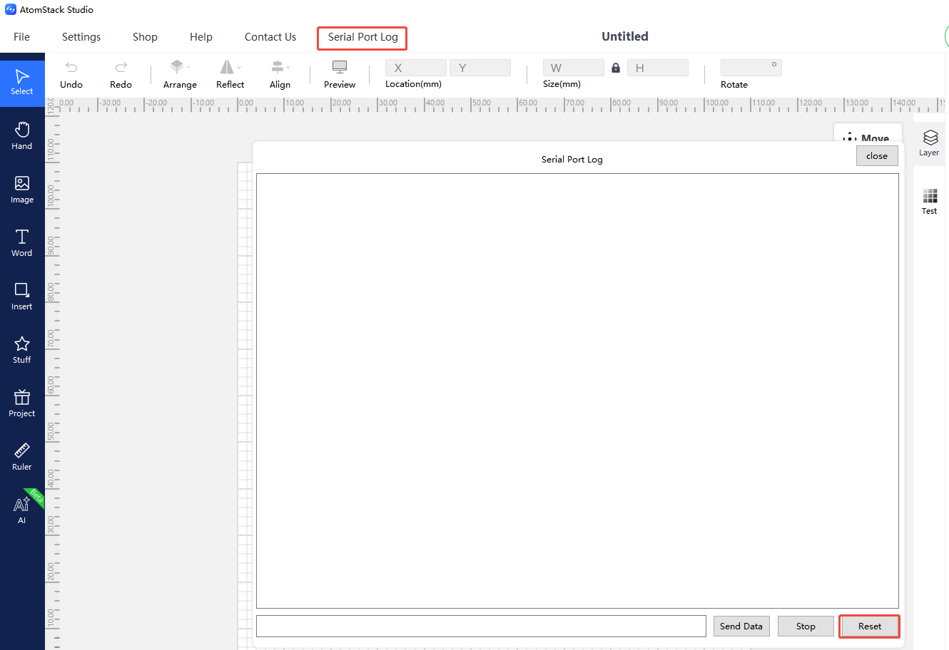 LightBurn console factory reset