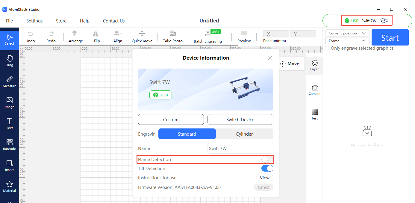 Flame detection toggle